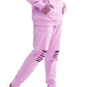 Women Custom Plus Size <b>Pink</b> Hooded <b>Tracksuit</b> Full Length Solid Color Casual Wear Side Pockets Drawstring Closure Regular Winter - Product Image 2
