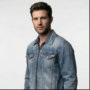 Veste en jean boutonnée pour homme, design personnalisé, vêtements robustes, mode classique, manches longues, veste en jean décontractée, streetwear, vêtements d'extérieur - Product Image 1