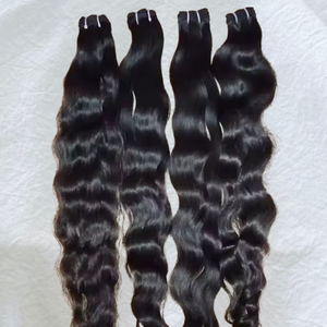 Extensiones de Cabello Humano Natural Ondulado al por Mayor, Paquetes de Cabello Virgen Remy Indio Crudo Sin Procesar, Doble Trama a Máquina, Listo para Permanente - Product Image 5