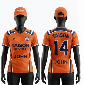 Premium 180 GSM Polyester Women Rugby Jersey Breathable Moisture Wicking Orange Navy Panel Design Sublimation Custom Logo - Product Image 1