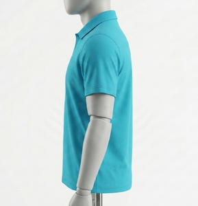 Men's <b>Turquoise</b> Polo <b>Shirt</b> Short Sleeve Turn-down Collar Regular Fit Solid Color All Seasons - Product Image 3