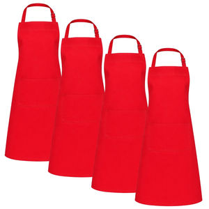 Tablier de cuisine rouge style restaurant 100% coton réutilisable pour chef professionnel et usage domestique - Product Image 1