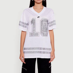 Maillot de football américain rose en maille de haute qualité, unisexe, respirant, avec strass personnalisés, vêtements de sport, fournisseur en gros - Product Image 1