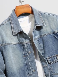 Customized Men's Distressed Denim Jacket Long Sleeve Button Fly Casual Style Regular Fit Washable Cotton Fabric Autumn Wear - Product Image 5