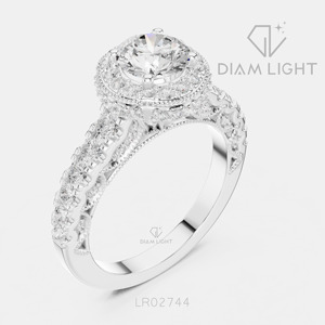 Bague de fiançailles en diamant de laboratoire certifié IGI 1,00 carat, taille ronde, or blanc 14 carats, F+ VS+, pavé, pour mariée, idéale pour offrir - Product Image 2