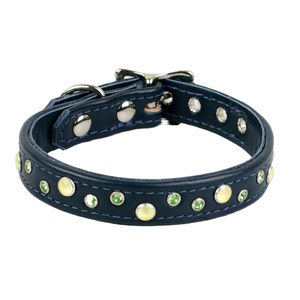 Top Quality Genuine Leather Dog Collar With Crystals <b>Studs</b> Decoration Top Indian Manufacturer Supplier Saman Exports - Product Image 3