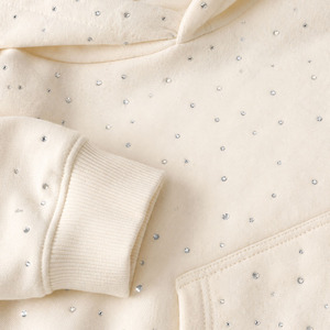 Neutral Tone Rhinestone Hoodies Jogger Sets Oversized Winter Streetwear Fleece Tracksuit OEM ODM Manufacturer - Product Image 4