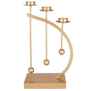 Elegant 3 Arm <b>Gold</b> Candelabra Stand Modern S Shaped Metal Candle Holder for Wedding Centerpieces Dining <b>Table</b> Decor and Home - Product Image 3