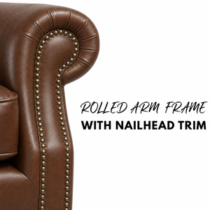 Fauteuil individuel moderne en cuir véritable avec accoudoirs roulés et structure en bois massif pour salons de luxe, chambres, salles de sport, villas et espaces extérieurs - Product Image 3