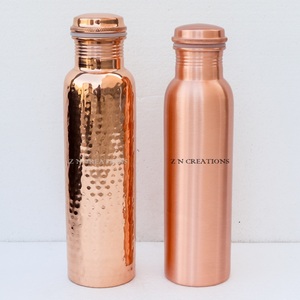 Daily Drinking Copper Water <b>Bottle</b> for Adults-Leak Proof Anti-Corrosion Coating Minimalist Design Unique Hammered Finish - Product Image 2