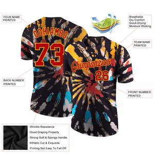 Camiseta de Béisbol Tie Dye Personalizada al por Mayor, Uniforme de Equipo Sublimado, Ropa Deportiva OEM ODM, Camisetas para Hombre, Marca Privada, EE. UU. - Product Image 2