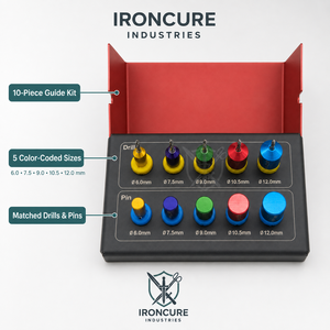 Kit Profesional Manual de 10 Piezas para Implantes Dentales: Guías de Posicionamiento Codificadas por Colores, Brocas y Pernos de Titanio, de 6mm a 12mm - Product Image 2