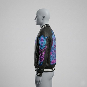 ผู้ผลิตแจ็คเก็ต OEM Cyberpunk Streetwear Satin Sukajan ลายปักหุ่นยนต์อนิเมะญี่ปุ่นสไตล์นีออน แจ็คเก็ตบอมเบอร์สำหรับผู้ชาย ของที่ระลึก - Product Image 3
