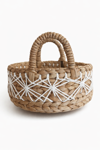 Cesta de Almacenamiento AKSARA Hecha a Mano con Jacinto de Agua, con Asas, Organizador Natural Tejido, Cesta Decorativa para el Hogar, Ecológica - Product Image 3