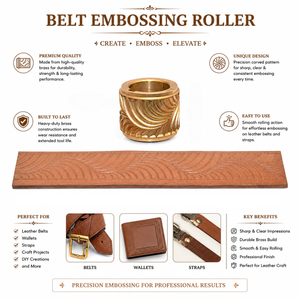 Belt Embossing Roller for <b>Leather</b> Belts & Straps | Premium Brass Pattern Embossing Wheel | Professional Leathercraft <b>Tool</b> Use - Product Image 5