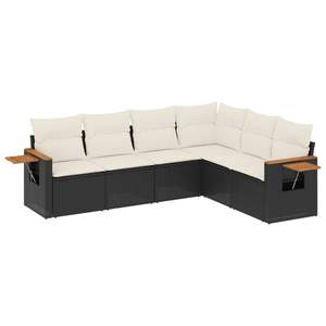 Ensemble de canapés de jardin en rotin noir crème 6 places, mobilier d'extérieur résistant aux intempéries, design contemporain - Product Image 2