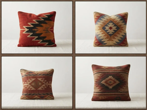 Southwestern Kilim <b>Pillow</b> Covers <b>Set</b> of 4 Wool Jute Cotton Boho Cushions Farmhouse Accent Throw <b>Pillows</b> for Sofa Home Decor - Product Image 4