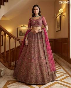 Elegant Olive Green Embroidered <b>Lehenga</b> With Beaded Crop Top And Organza Dupatta 2988-A - Product Image 4