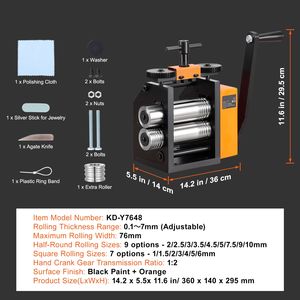 Laminatoio per Gioielli Multifunzione in Metallo da 3 pollici/76mm, Rapporto di Trasmissione 1:2, Spessore di Laminazione 0.1-7mm - Product Image 5