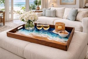 Handcrafted Resin Inlay Durable Food Serving Tray Intricate Geometric Patterns Smooth Polished Surface Customizable Color Logo - Product Image 3