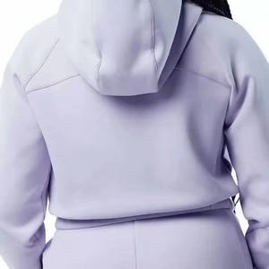 Ensemble sweat à capuche et short respirant pour femmes grandes tailles avec fermeture éclair – Le plus demandé, à manches longues et coupe courte - Product Image 6