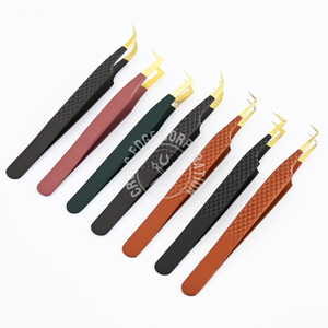 Pinzas de extensión de pestañas con punta de fibra clásica Mega volumen, pinzas para pestañas de 90 grados, pinzas para botas de acero inoxidable para pestañas - Product Image 1