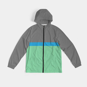 Men's Windproof Puffer <b>Jacket</b> Color Blocking Gray Blue Green <b>Zipper</b> Closure Front <b>Pocket</b> Casual Autumn Wear - Product Image 3