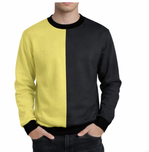 Sweat-shirt à col rond pour homme, coupe classique, tricoté, décontracté, pour l'automne, jaune et noir, design à blocs de couleur, sweat-shirt à capuche pour homme - Product Image 5