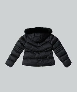เสื้อแจ็คเก็ตพัฟเฟอร์สีดำแบบยูนิเซ็กซ์  แต่งขนเฟอร์ที่ฮู้ด  ปิดด้วยซิป  เสื้อโค้ทลำลองสำหรับฤดูหนาว  ทรงปกติ  โลโก้ที่แขนซ้าย - Product Image 2