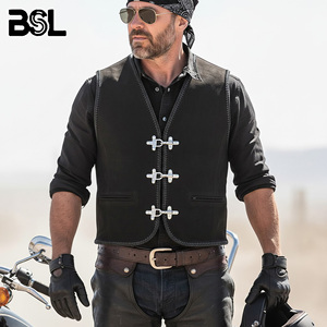 Gilet de motard en cuir suédé noir pour homme |   Gilet de moto en cuir véritable fait main pour motards |   Harley Davidson - Product Image 1