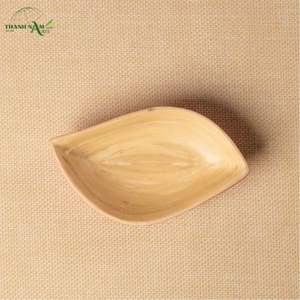 Handcrafted Customized Leaf Shape Spun Bamboo Bowl Natural <b>Grain</b> Matte Lacquer Finish Disposable Dishwasher Safe Eco-Friendly - Product Image 2