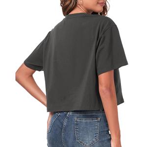Women's Short Sleeve Cotton Jersey T-Shirt Casual Solid Color Regular Fit Knitted Plain Dyed <b>Top</b> - Product Image 2