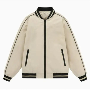 Men Faux <b>Leather</b> Bomber <b>Jacket</b> Stand Collar Zip Up Casual Fashion <b>Jacket</b> Smooth Finish <b>Long</b> Sleeve Outerwear Wholesale Clothing - Product Image 3