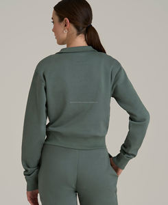 Sudadera de Felpa 100% Algodón para Mujer, de Alta Calidad, con Media Cremallera, Talla Grande, Formal, de Invierno, Personalizada con Logotipo Bordado, Talla XL - Product Image 2