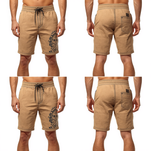 Pantalones Cortos de Felpa Francesa con Lavado Ácido y Diseño con Estampado Herencia, para Hombre, Ropa Casual, Más Vendidos - Product Image 1