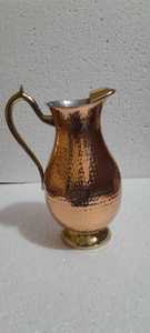 Jarra y vaso de cobre. Juego de jarra y vaso de cobre artesanal de primera calidad. 100% cobre puro. Beneficios ayurvédicos ideales para la salud. Decoración para el hogar. - Product Image 2
