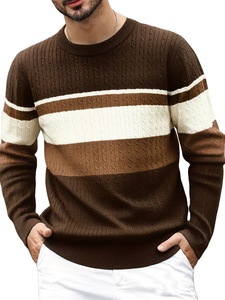 Pull à col roulé pour homme, manches longues, tricoté en polyester/coton, respirant, rayé, pour tenue du Nouvel An - Product Image 2