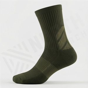 Crew <b>Socks</b> Solid Olive Green Knitted Breathable Polyester Spandex <b>Running</b> Athletic <b>Socks</b> for Adults Summer Standard Thickness - Product Image 3