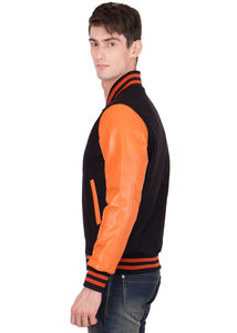 Chaqueta universitaria de poliéster con logotipo personalizado al por mayor para hombre, tipo bomber, con cierre de botones, bolsillos y letras estilo Letterman, para béisbol. - Product Image 6