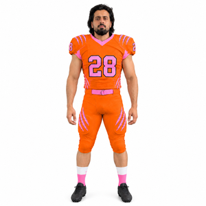Ensemble de pantalon et maillot rembourrés haute résistance, uniformes de football américain personnalisés, 100% polyester, manches courtes, impression personnalisée, grande taille - Product Image 1
