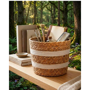 Cesta de Almacenamiento de Mimbre Natural Tejida, Moderna, Impermeable, Ecológica, de 58L de Capacidad, con Parte Superior Abierta, Duradera, Hecha a Mano - Product Image 4