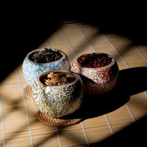 <b>Bamboo</b> Storage <b>Container</b> with Mother of Pearl Inlay Handmade Decorative Jar with Lid for Dry Food Tea Coffee Storage - Product Image 2