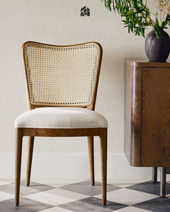 Chaise de salle à manger Averzelle en teck massif, siège rembourré artisanal de qualité supérieure, microfibre, style mid-century moderne, mobilier de salle à manger - Product Image 5