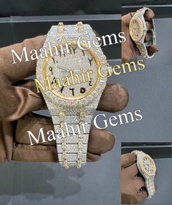 Montre en acier inoxydable Mossinate avec verre en quartz Moissanite, résistance à l'eau 10 bars, pour homme, style Hip Hop, 100% passe le testeur de diamant, chiffres arabes - Product Image 4