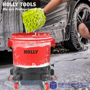Cubo rodante para lavado de coches, juego de herramientas de cubo de agua con rodillo de 5 ruedas, Cubo de limpieza automático con mango de tapa <span class=keywords><strong>Dolly</strong></span> - Product Image 3