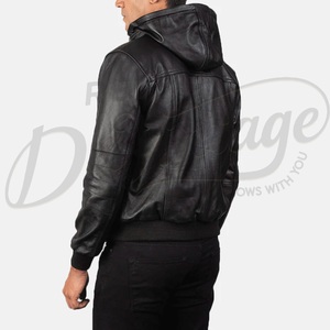 Premium Men’s Nappa Leather MA-1 Flight <b>Jacket</b> Custom Ribbed Trim <b>Pilot</b> Bomber Wholesale Genuine Leather Urban Coat - Product Image 4