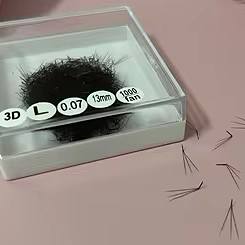 Extensiones de Pestañas Clásicas Voluminosas 3D-8D, Pelo Sintético Hecho a Mano, Negro Mate, Curvatura CC/DD/L/M, Servicio OEM, Logotipo Personalizado - Product Image 3