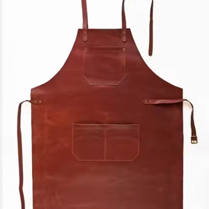 Vintage Style Genuine Leather <b>Apron</b> Multi-Pocket <b>BBQ</b> Cooking Welding Workshop <b>Apron</b> Premium Genuine Leather Adjustable Strap - Product Image 1