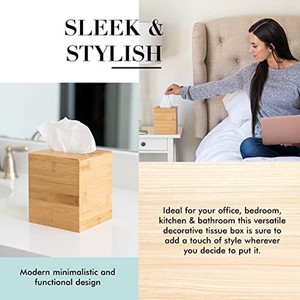 Caja de pañuelos de bambú elegante al por mayor - Diseño minimalista ecológico - Product Image 4