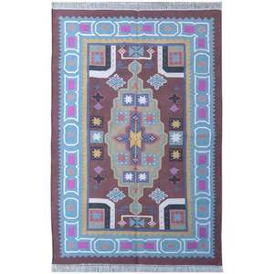 Alfombras Dhurrie de algodón hechas a mano Flatweave para uso en sala de estar y dormitorio suaves y duraderas con estilo 001 - Product Image 3